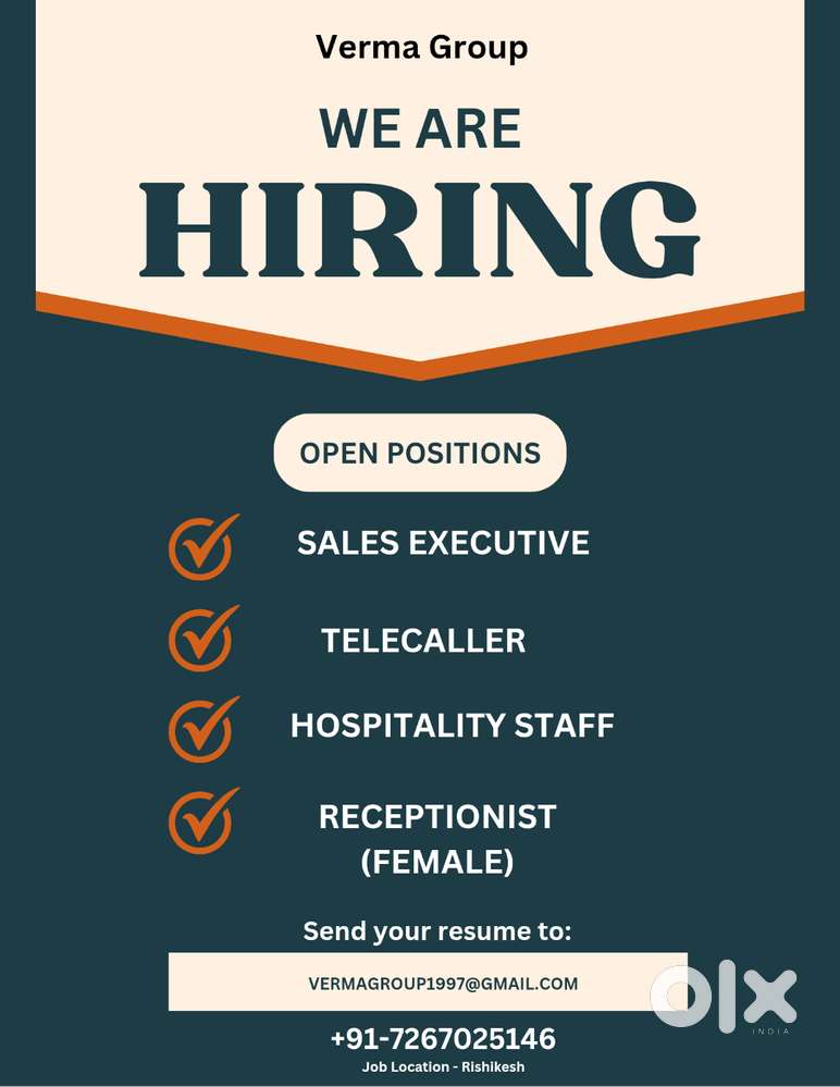 TELE CALLER, RECEPTIONIST, HOSPITALITY STAFF, SALES EXECUTIVE