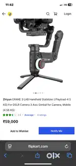 Gimbal Zhiyun Crane 3 lab 100% condition urgent need of money
