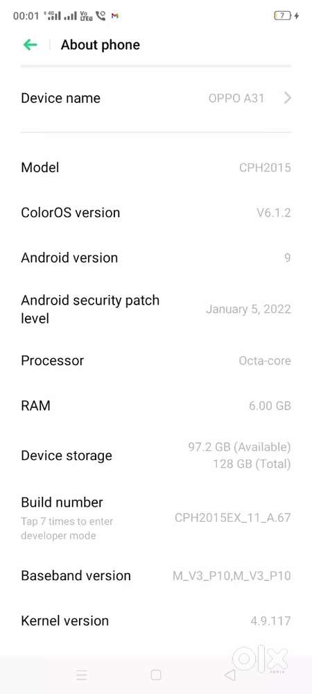 Oppo a31  6gb/128