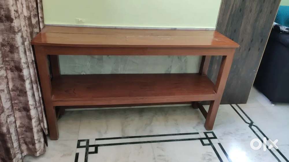 “Solid Wooden Console Table with Shelf – Elegant & Durable”