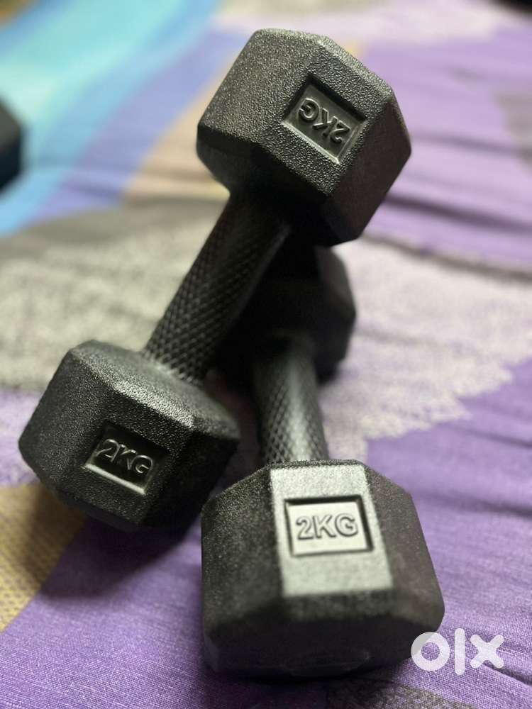 Rubber Coated Dumbbells Set for Home Gym & Fitness.