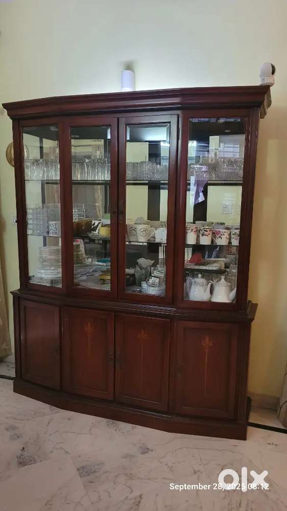 Rosewood Crockery Almirah Cupboard Unit (Imported)