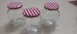 Set of 3 Glass Jars with Checked Lids