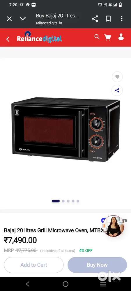 Brand new bajaj 20 litre microwave oven