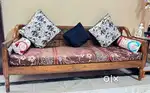 1 sofa set with 2 chairs and wooden computer Table