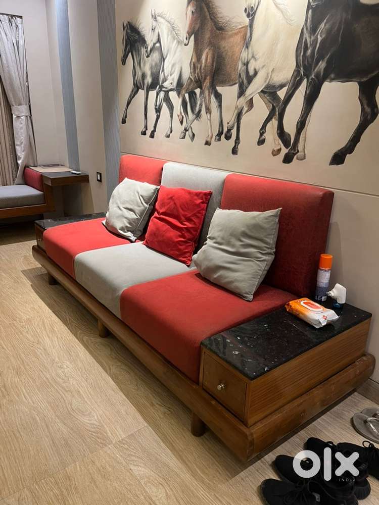 Real Wood Three Seater with 2 Drawerd