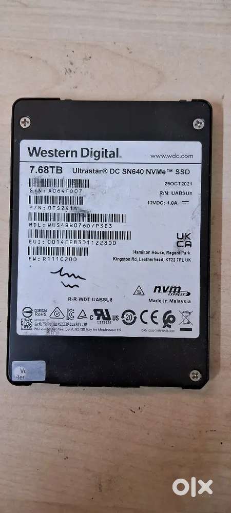 WD 7.6tb nvme ssd drive (u.2 interface)
