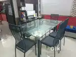 6 seat Glass Dining table - All chair seat new !!!