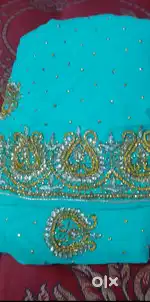 Pista colour saree.