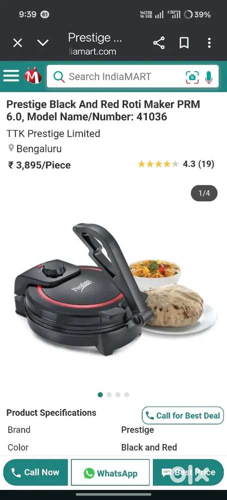 Prestige roti maker