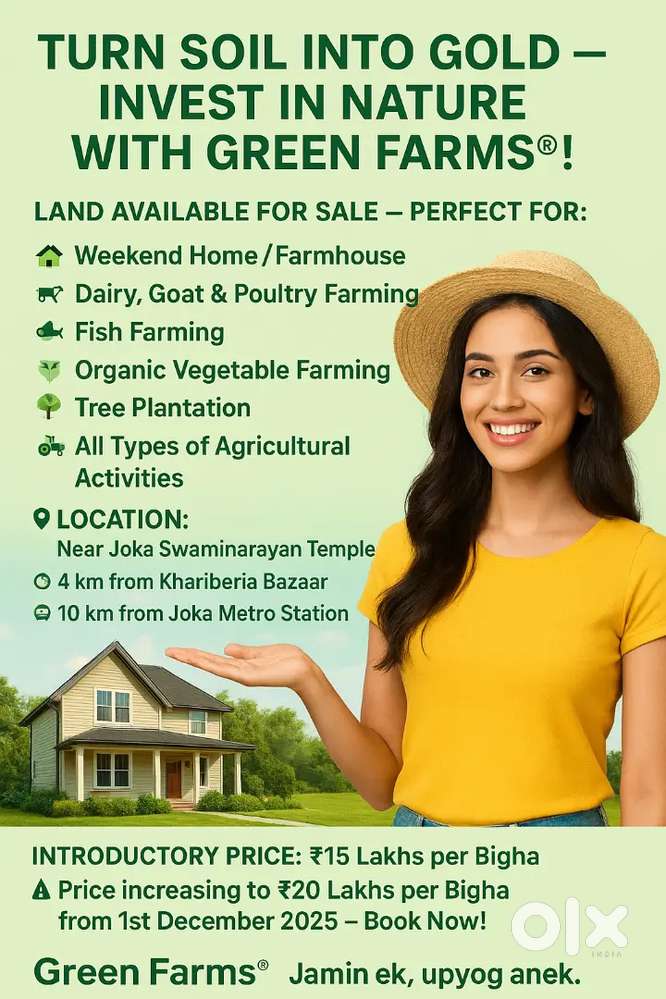 Plotted Farmland Available for sale near Joka Swaminarayan Temple