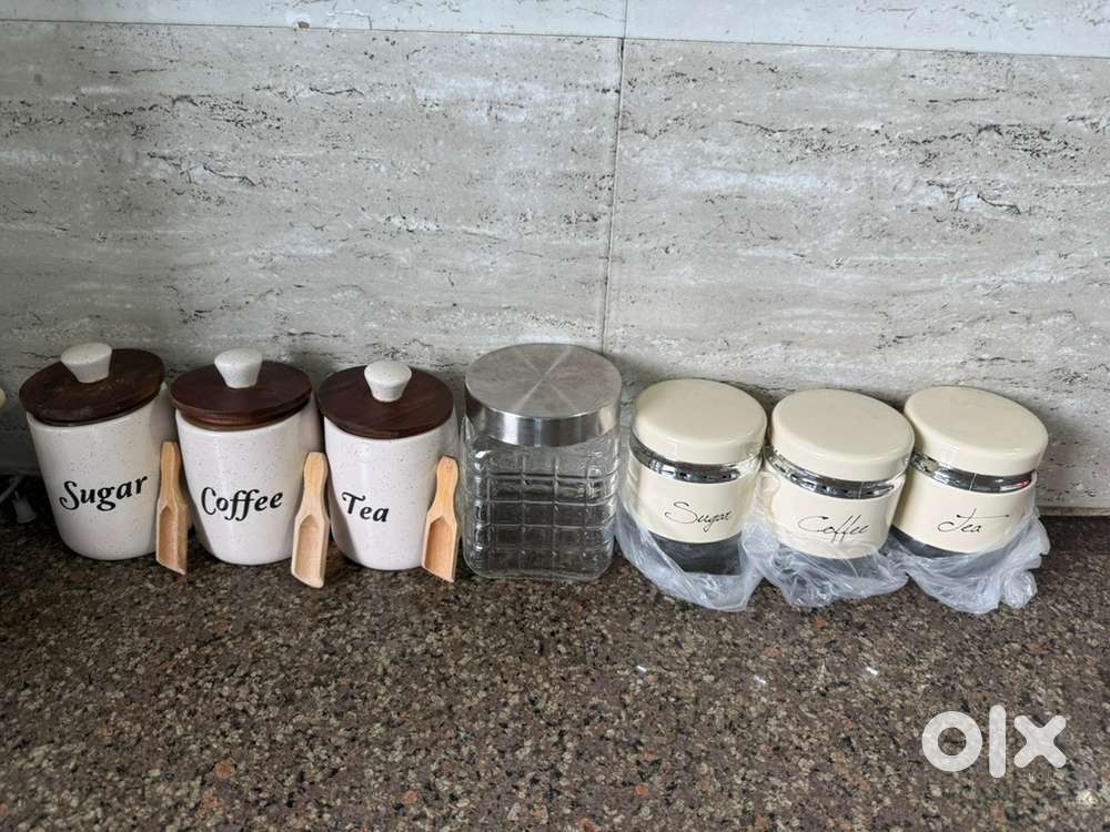 CERAMIC & GLASS DESIGNER TEA COFFEE SUGAR CONTAINERS