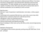 Administration Officer / Front Desk Executive