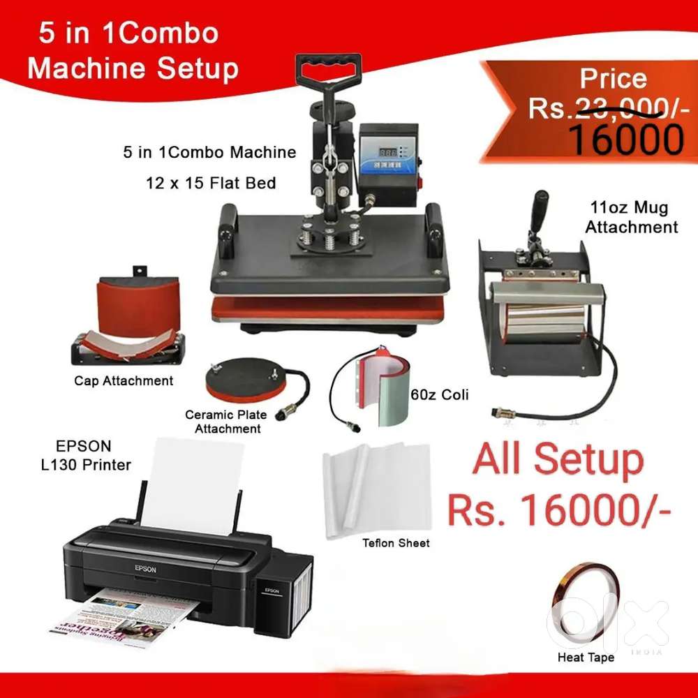 HEAT PRESS MACHINE 5 in 1 With PRINTER
