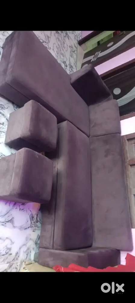 L type sofa 4 chair dining table