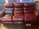 3 Seater Recliner Sofa with Glass center table