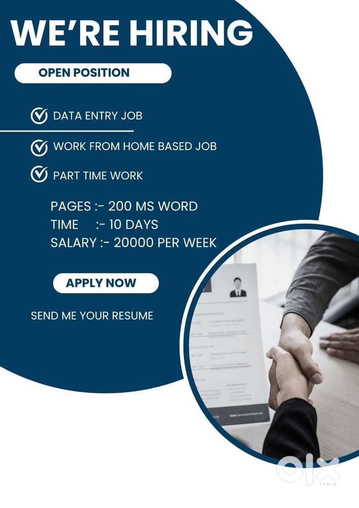 vacancy for students, Housewives, retired Retired People, and all