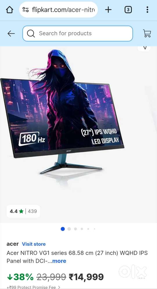 Acer Nitro VG271U 27 inch (68.58 cm) IPS WQHD (2560×1440) Pixels Gamin