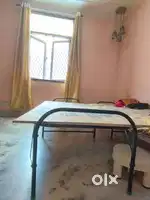 New foldable bed, plastic chair, plastic water container, metal rack