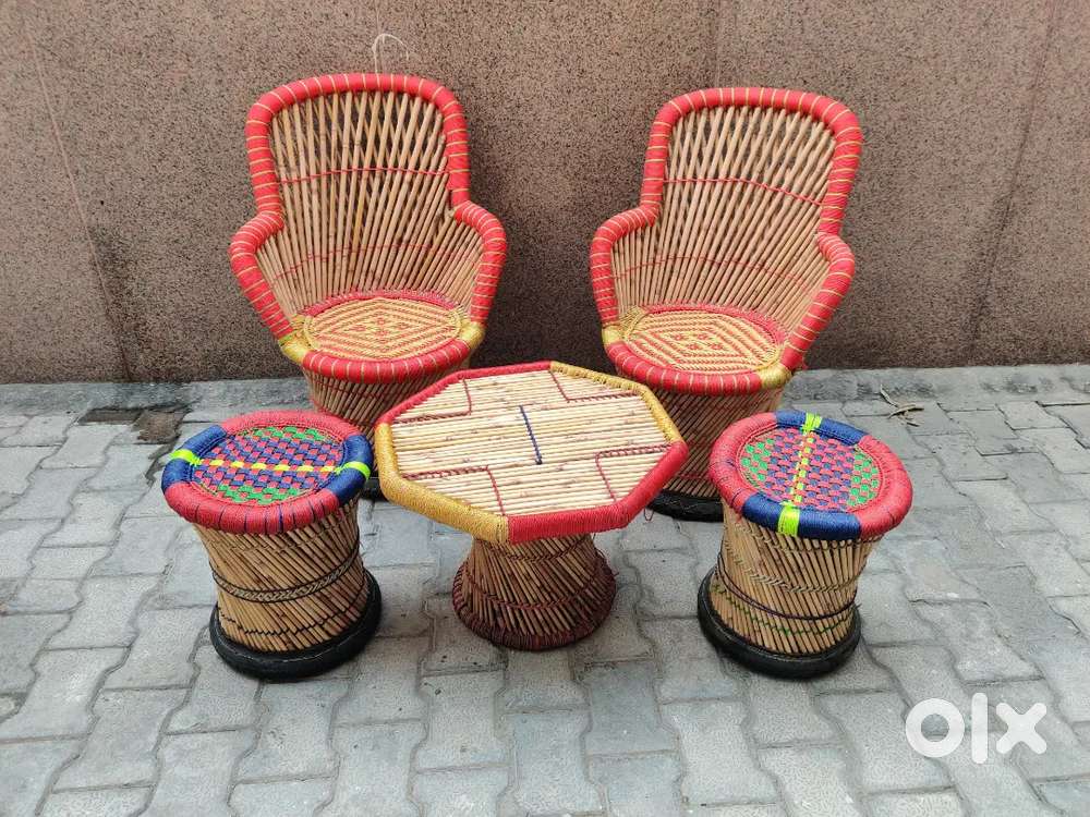 Bamboo Mudda Chair Bamboo Table Bamboo Mudda Stool Table Top Showpiece