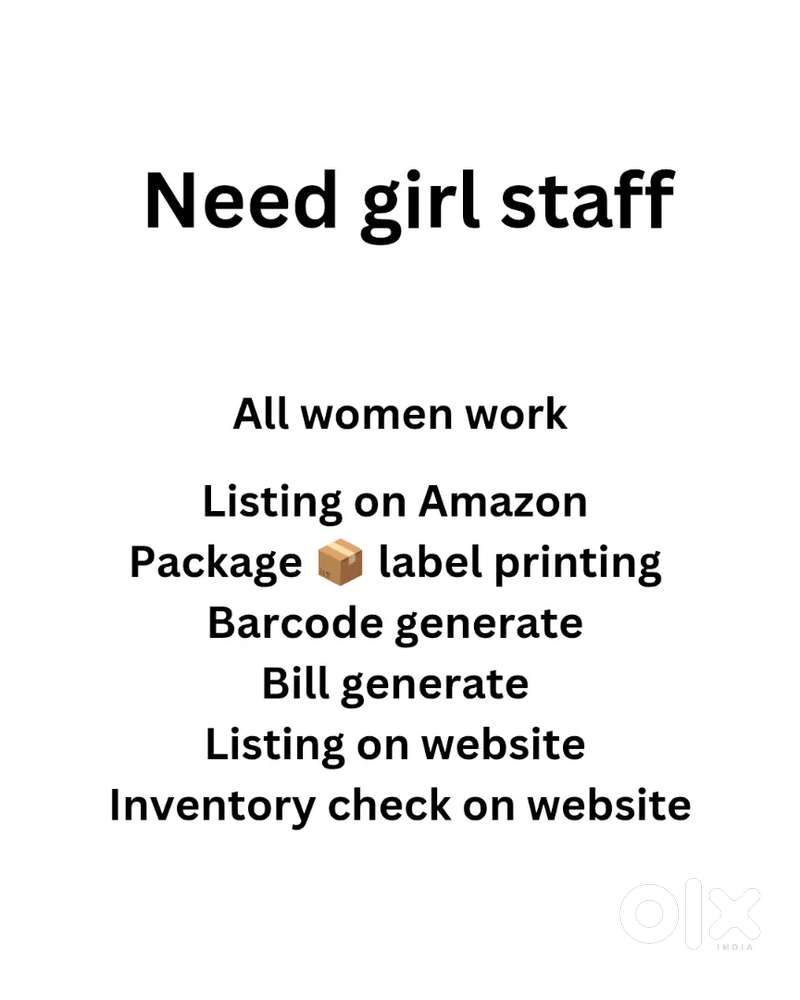 Need lady's  staff only  for amz and website listing