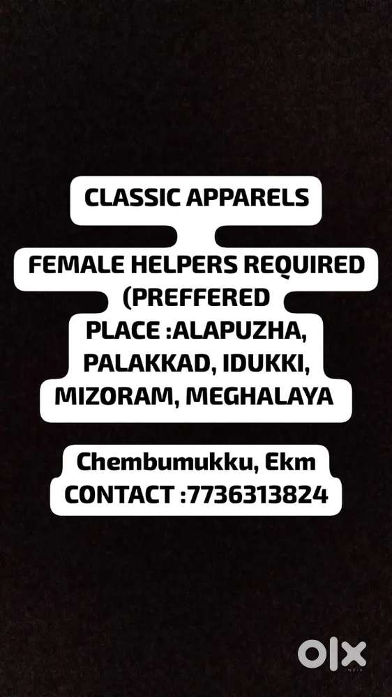 Female Sales staff required (preffered place -aluva), age limit 20-32