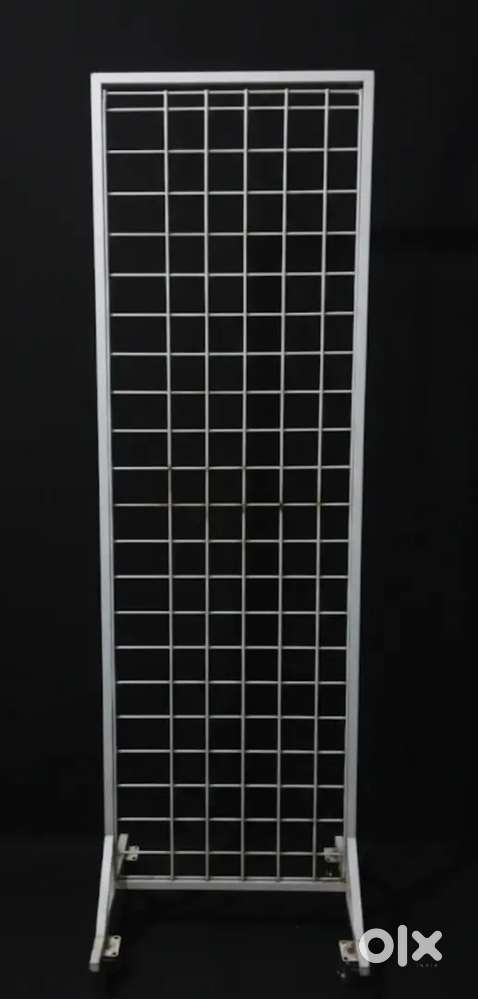 Metal Wire Grid Display Stand with trolley