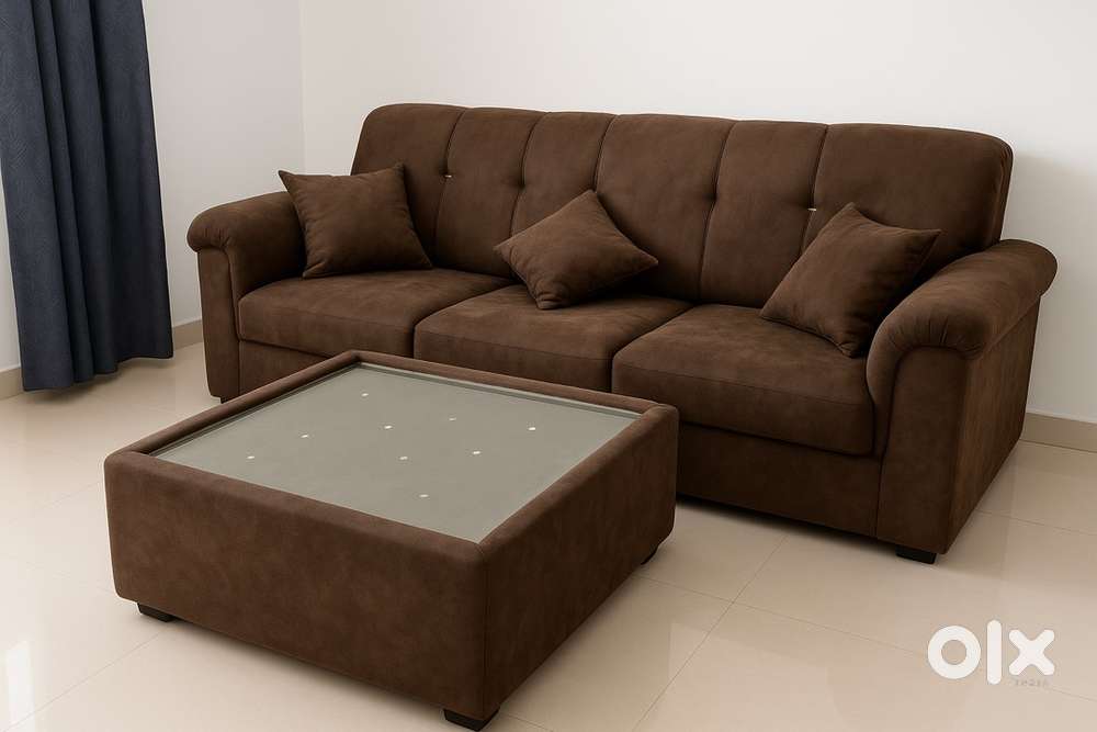 Brand new like 3 Seater sofa and center Table with Glass Top
