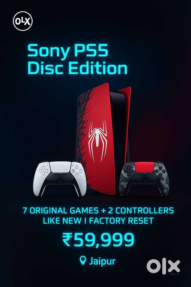 Sony PS5 Disc Edition (Like New) + 7 Original Games + 2 Controllers