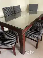 6seater, Glass top dining table