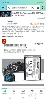 Battery new for DSLR Canon