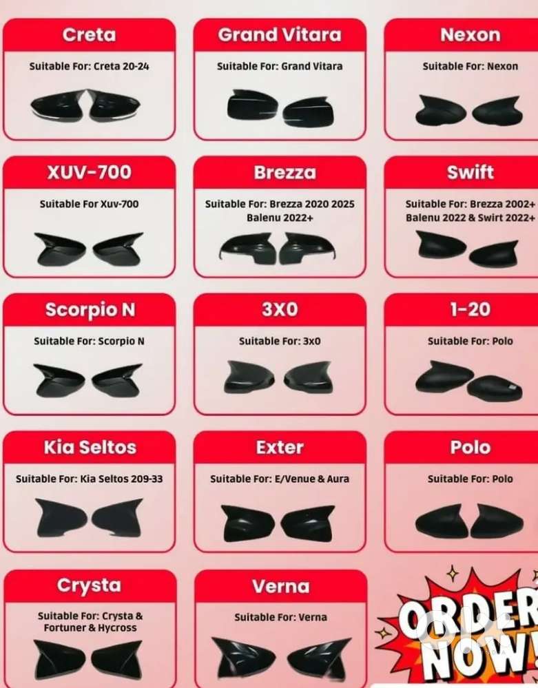 Swift Baleno fronx brezza seltos nexon ertiga Batman side mirror cover