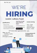 Urgent requirement hiring staff needed male/female