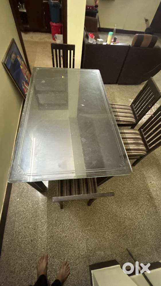 Dining table with top glass(Negotiable)