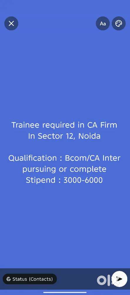 Trainee required in CA Firm
In Sector 12, Noida