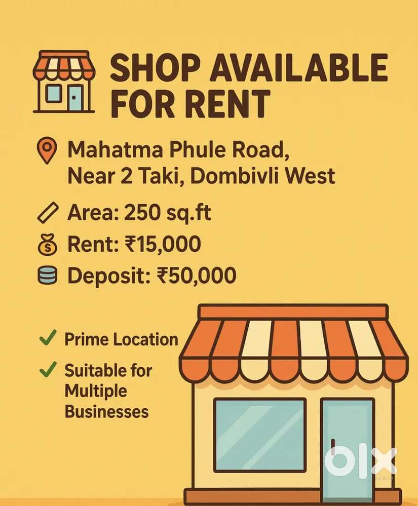 Shop for Rent Mahatma Phule Road Near 2 Taki Dombivli West