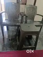 2 Plastic chair and 1 plastic stool