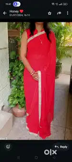 Lightweight party wear saree with 2 blouse