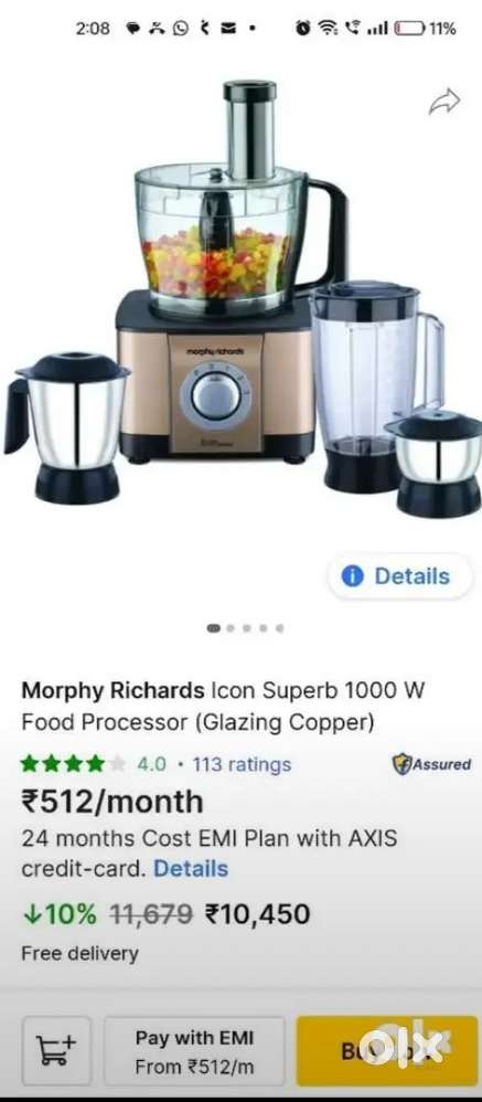 Morphy Richards 1000w mixer and juicer grinder