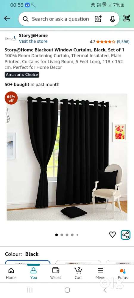 Unused Blackout curtain 5 ft. Bought from Amazon.