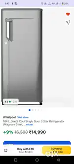 Wirlpool 184 L , 1.5 year old only
