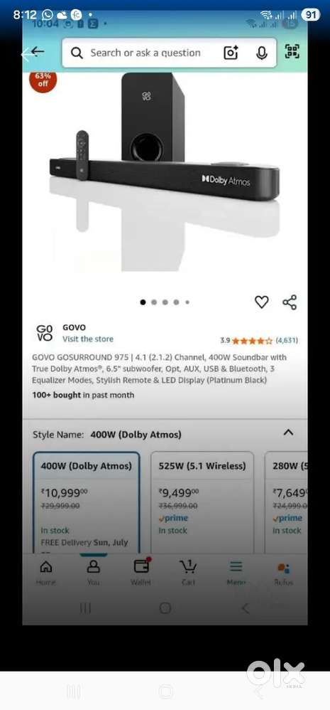 Govo Dolby Atmos 400w Soundbar