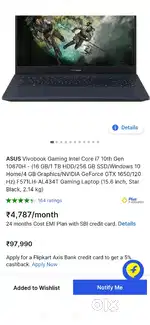Asus Vivo laptop i7 Gaming laptop 16GB Ram