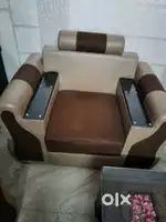 Sofa set & wooden table with glass top