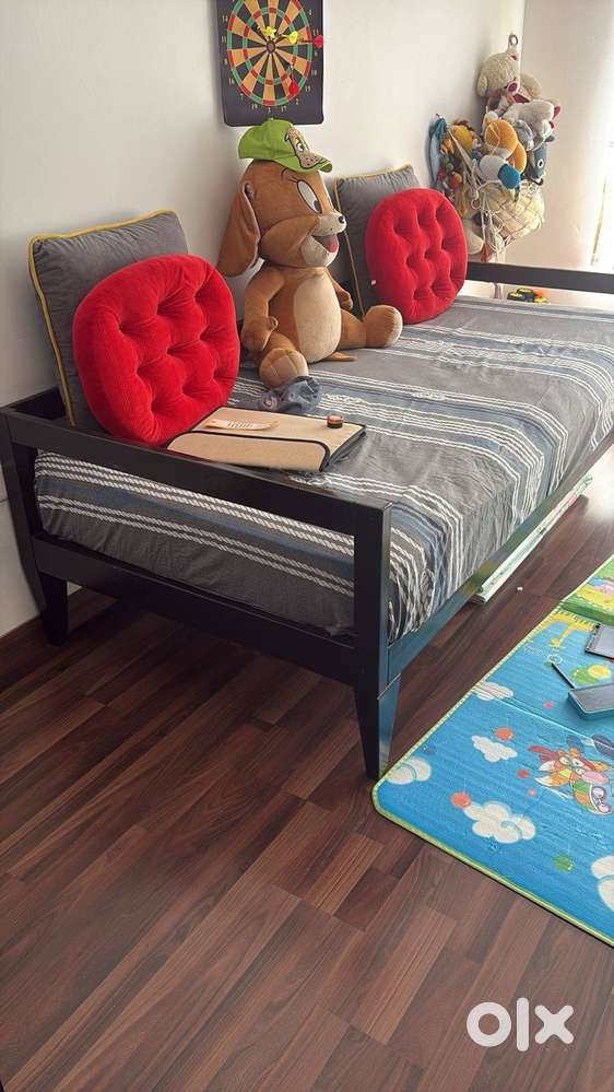 Single Bed with Mattress - Teak Wood
