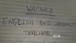 English &  Sanskrit Teacher Required