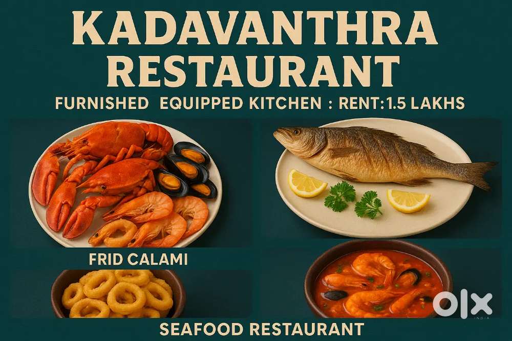 Seafood Restaurant - Furnished with Kitchen-Kadavanthra-2000 sqft 1.5L