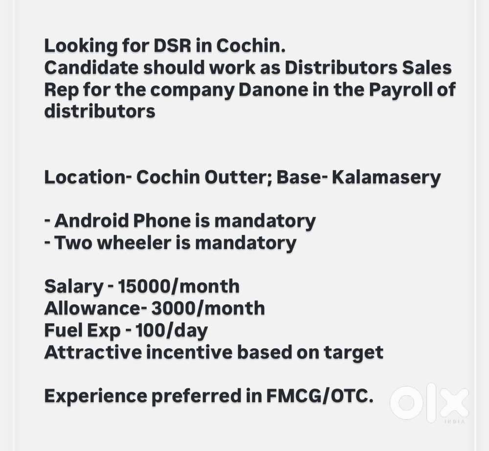 Wanted FMCG SalesMan in Cochin