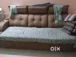 Brown sofa double bed