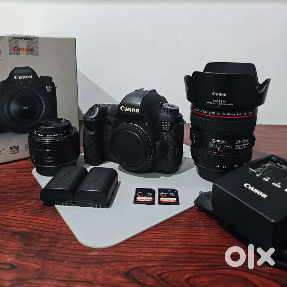 Canon 6D Full-Frame Kit  24-70mm + 50mm LensExtra Battery + SD Cards